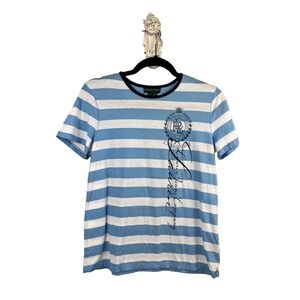 Lauren Jeans Company Ralph Lauren Women's M Striped‎ T-Shirt Blue